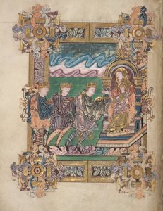 Anbetung der Heiligen Drei Könige, aus dem Benediktional von St. Aethelwold, 971-984 von English School