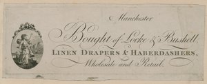 Werbung für Gekauft bei Locke & Bushell, Manchester