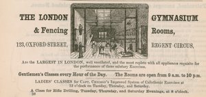 Werbung für das Londoner Gymnasium & Fechträume, 123 Oxford Street, Regent Circus