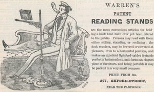 Werbung für Warrens Patent-Leseständer