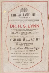 Werbung für den Auftritt von Dr. H. S. Lynn in der Egyptian Hall