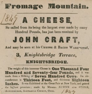 Werbung für die Ausstellung eines Käses namens Fromage Mountain