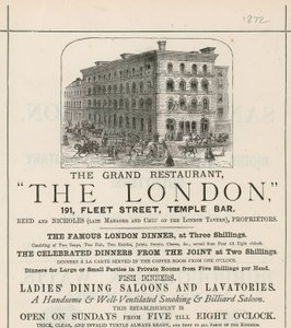 Anzeige für das Grand Restaurant The London, 191 Fleet Street, Temple Bar