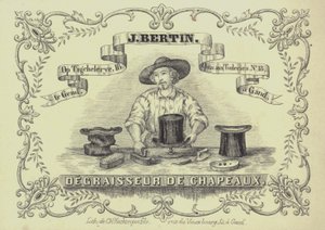 Werbung für J Bertin, Hutsäuberer, Gent, Belgien von English School