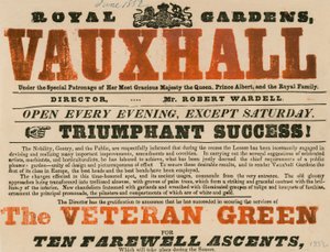 Anzeige für Royal Garden, Vauxhall; Vauxhall Gardens, London von English School