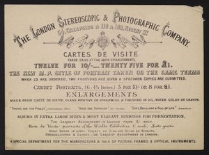 Werbung für die London Stereoscopic and Photographic Company