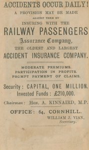 Werbung für die Railway Passenger Assurance Company