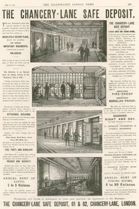 Werbung für das Chancery Lane Safe Deposit, 61-62 Chancery Lane, London von English School