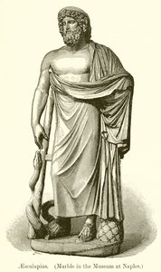 Aesculapius. (Marmor im Museum von Neapel) (Gravur) von English School