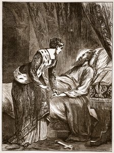 Alice Perrers am Sterbebett von Edward III, Illustration aus Cassells Illustrierter Geschichte Englands