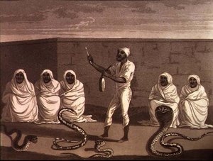 Ein afrikanischer Jongleur, ein Schlangenbeschwörer aus Marokko, veröffentlicht von Henry Colburn von English School