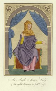 Eine angelsächsische Dame des 8. Jahrhunderts in voller Kleidung von English School