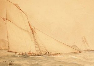 Ein Acht-Meter-Gaffelrigg-Toppsegel-Kutter, The Royal Yacht Squadron, ca. 1860