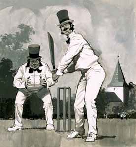 Ein früher viktorianischer Cricketspieler von English School