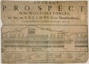 Ein genauer Ausblick auf die Streitkräfte seiner Majestät, wie sie auf Hounslow Heath lagern, 19. Juli 1686 von English School