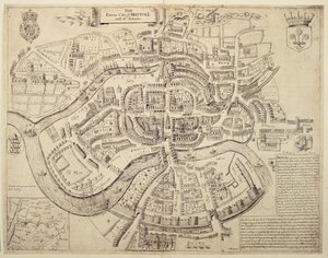 Alter Stadtplan von Bristol und seinen Vororten, gedruckt, koloriert und verkauft von Robert Walton von English School