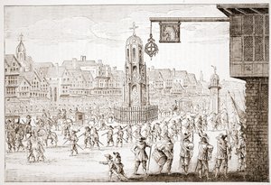 Alte Ansicht von Cheapside, aus La Serres Entree de la Revne Mere du Roy, zeigt die Prozession von Maria von Medici