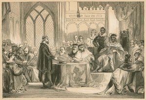 Andrew Melville vor dem König und dem Geheimrat von English School
