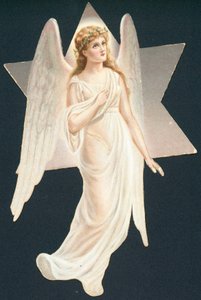 Leuchtender Engel, Weihnachtskarte von English School