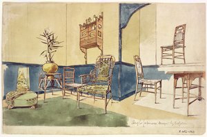 Anglo-japanische Möbeldesigns von Edward William Godwin (1833-86) ca. 1860