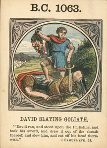 Anno Mundi: 1063 v. Chr., David erschlägt Goliath von English School
