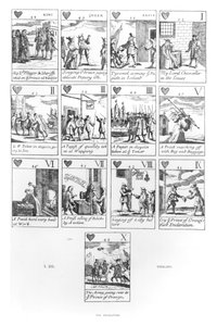 Antikatholische Spielkarten zur Erinnerung an die Glorreiche Revolution von 1688, Herz