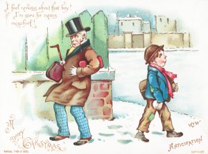 Erwartung! Mann fühlt sich bedroht! Weihnachtskarte von English School