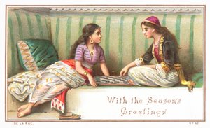 Arabische Damen spielen Brettspiel, Weihnachtskarte