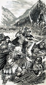 Arminius, der deutsche Prinz, kämpft gegen die Römer von English School