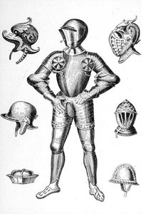 Rüstungen und Helme des 15. Jahrhunderts (Gravur) von English School
