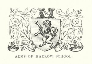 Wappen der Harrow Schule (Gravur) von English School