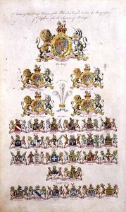 Wappen des Königs, der Prinzen des königlichen Blutes, Herzöge und Markgrafen von England (Gravur)
