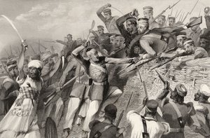 Angriff der Meuterer auf die Redan-Batterie in Luknow, 30. Juli 1857, aus 
