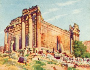 Baalbek, Tempel des Bacchus (Farblithographie) von English School
