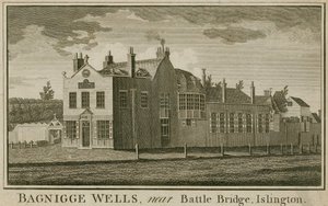Bagnigge Wells, nahe Battle Bridge, Islington, London von English School
