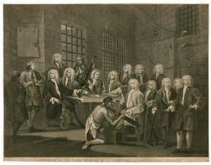 Bambridge vor Gericht wegen Mordes durch einen Ausschuss des House of Commons (Gravur) von English School