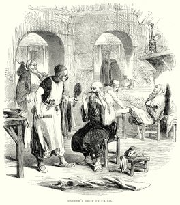 Barbierladen in Kairo (Gravur) von English School