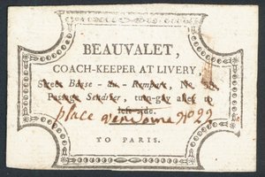 Beauvalet, Kutschenhalter im Mietstall, Visitenkarte von English School