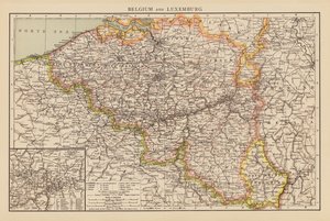 Belgien und Luxemburg (Farblithografie) von English School