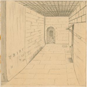 Vogelkäfiggang im Newgate-Gefängnis von English School