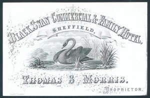 Black Swan Commercial & Family Hotel, Sheffield, Visitenkarte von English School