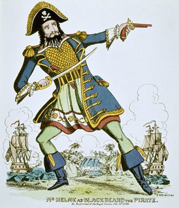 Blackbeard der Pirat (farbige Gravur)