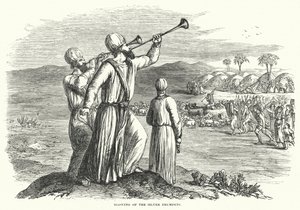 Das Blasen der silbernen Trompeten (Gravur) von English School