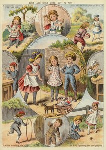 Jungen und Mädchen kommen zum Spielen heraus von English School