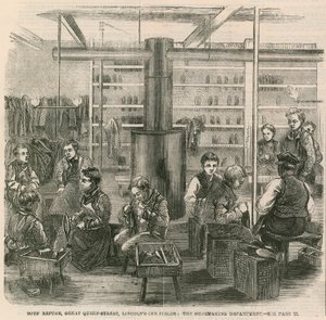 Jungenzuflucht, Great Queen Street, Lincolns Inn Fields, London - die Schuhmacherabteilung von English School