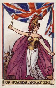 Britannia mit Soldaten und Union Flagge von English School