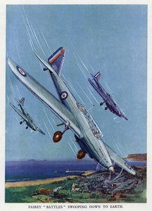 Britische Fairey Battle Leichtbomber im Sturzflug von English School