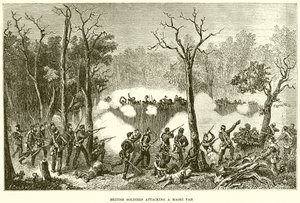 Britische Soldaten greifen ein Maori-Pah an von English School