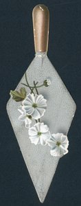 Maurerkelle und Blumen, Weihnachtskarte