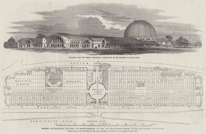 Gebäude für die Große Industrieausstellung, das im Hyde-Park errichtet werden soll (Gravur)